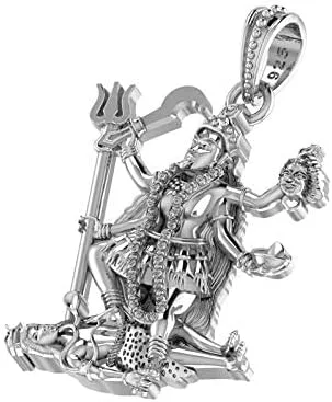 Vista 3 de Generic Colgante de plata de ley (92,5% de pureza) para hombres y mujeres, plata pura, medallón Kali Maa para buena salud y riqueza