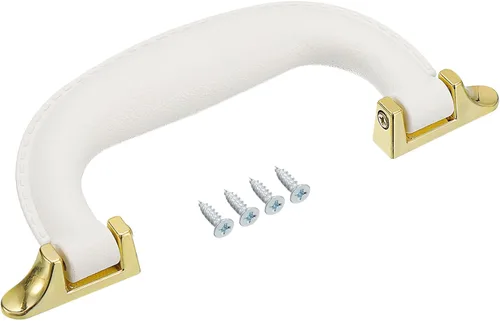 Vista 6 de uxcell Manijas de equipaje, mango de cuero sintético, manijas de repuesto para maleta con tornillos para caja de herramientas de maleta, Beige, Retro