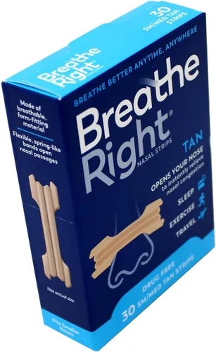 Vista 3 de Breathe Right Tiras nasales Original Tan Small/Medium 30 ea (Paquete de 4)