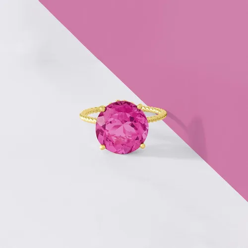Vista 6 de Ross-Simons Gemstone Twist Rope Ring in 14kt Yellow Gold
