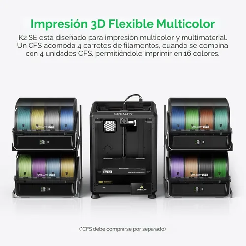 Vista 5 de Impresora 3D Creality K2 SE, impresión de alta velocidad de 19.685 in/s, compatible con impresión 3D multicolor CFS, construcción de metal sólido
