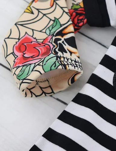 Vista 5 de Ropa de bebé niño, ropa de bebé niño con letras impresas, mameluco con mangas de tatuaje para niño
