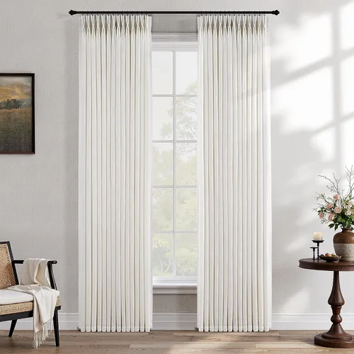 Vista 57 de Cortinas de lino plisadas Blanco crema