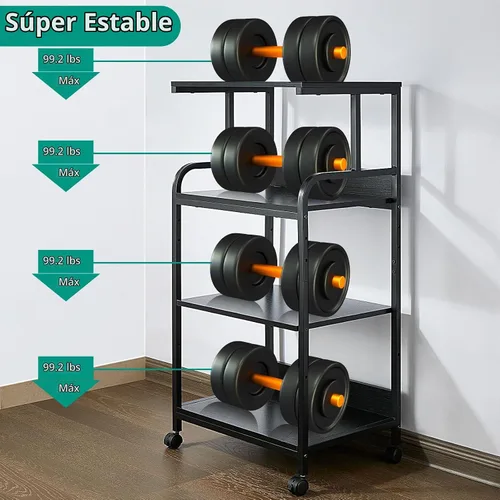 Vista 5 de Soporte de impresora de 4 niveles con ruedas, mesa de impresora multiusos, estante de almacenamiento de oficina y hogar, soporte de impresora Negro