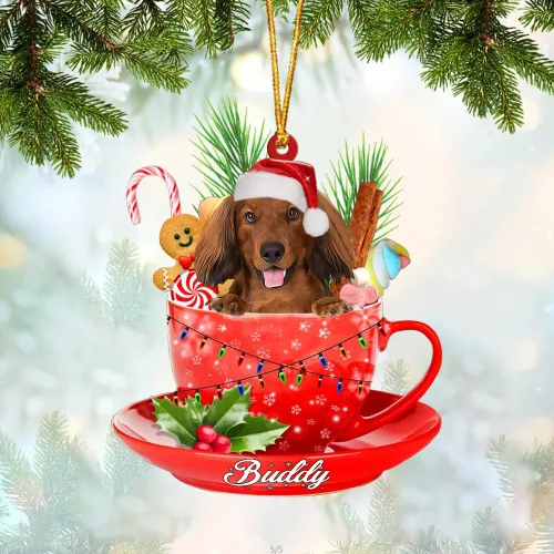 Vista 28 de Alaskan Malamute - Adorno de tetera de perro sentado en una tetera de Navidad, adorno de Navidad con nombre personalizado, adorno de automóvil