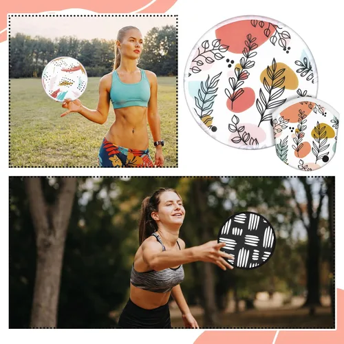 Vista 6 de Gejoy - 24 ventiladores de disco volador plegables botánicos abstractos de mano, 8 estilos Foldable Flying Disc for Outdoor Games, Compact