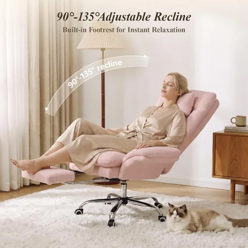 Vista 4 de Silla de oficina entrecruzada, reposabrazos abatibles para mascotas y patas Rosa