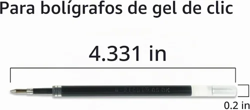 Vista 2 de U-RIGHT 24 unidades de recambios de tinta de gel retráctiles negras, tinta negra de 0,5 mm