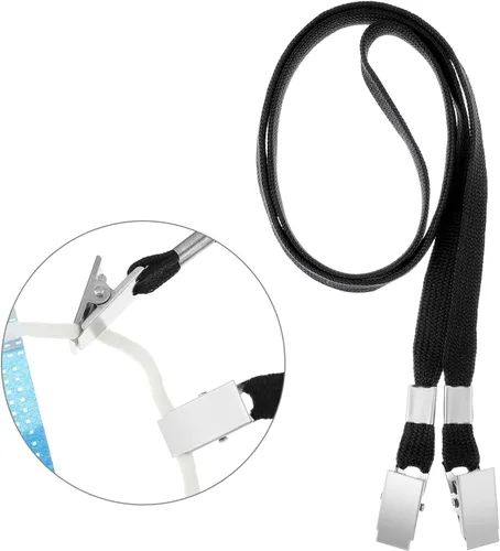 Vista 3 de Nuanchu Correas de doble clip para cubrebocas, cordones de doble extremo con prácticos ganchos, cómodas correas para el cuello para tarjetas