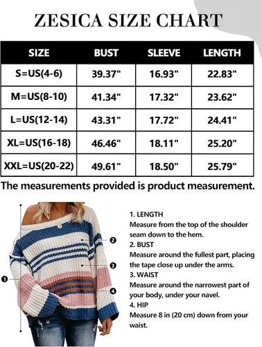 Vista 2 de ZESICA Women's 2024 Fall Long Sleeve Crew Neck Striped Color Block Casual Loose Knitted Pullover Sweater Tops