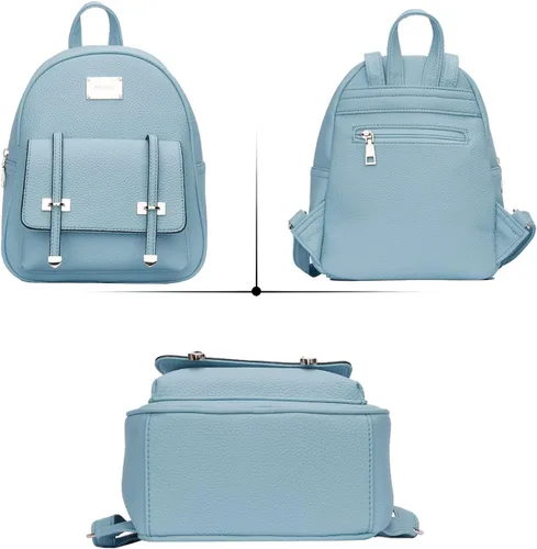 Vista 2 de KKXIU Mochila pequeña para niñas, de piel vegana, mini bolsa de libros para mujeres, linda mochila con pompones para adolescentes