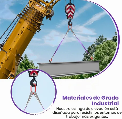 Vista 4 de 2 PCS Eslingas de Elevación con Ganchos - 3.3 Pies, Capacidad de 4409 Libras, Eslinga de Brida de Poliéster, Correa de Aparejo Resistente de Dos