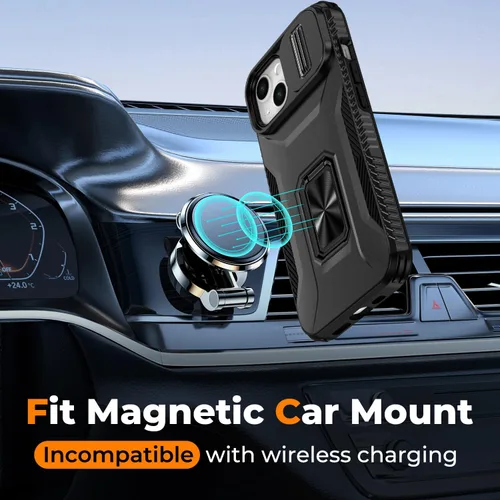 Vista 6 de Funda HakkTaoo para iPhone 13/iPhone 14 de 6.1 Pulgadas con Funda Deslizante para Cámara + Protector de Pantalla (2 Paquetes), Funda Protectora a