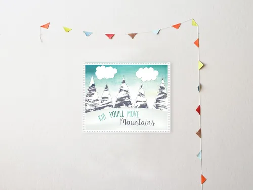 Vista 2 de Kid, You Move Mountains - Impresión de pared infantil (5.1 x 54.3 in), diseño de flores, decoración de la habitación para niños, decoración
