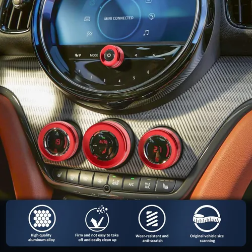 Vista 7 de Auovo Cubiertas de perilla de volumen para MINI Cooper - Compatible con anillos de interruptor de aire acondicionado 2014-2022