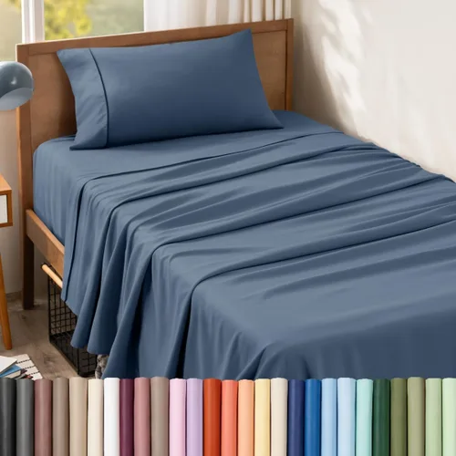 Vista 58 de Bare Home Juego de Sábanas Twin - Sábanas de Cama de Microfibra Ultra-Suave 1800 - Doble Cepillado - Bolsillos Profundos - Ajuste Fácil - Extra