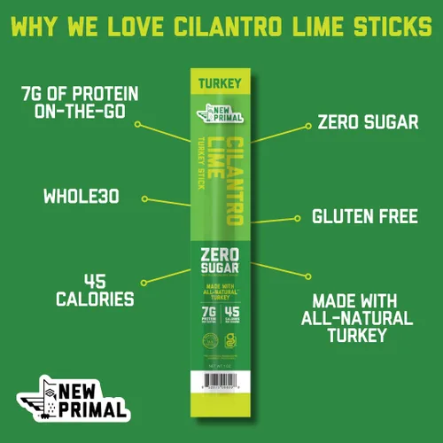 Vista 3 de The New Primal Cilantro Lime Turkey - Barra de pavo, de pavo de pastoreo, con aprobación del programa Whole30, apto para dietas paleo, cetogénica