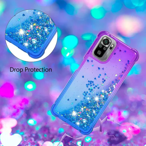Vista 5 de CCSmall Funda para Xiaomi Redmi Note 10 4G/Xiaomi Redmi Note 10S, Creatividad Clear Gradient Quicksand Glitter Fluing Liquid Floating Case Bling