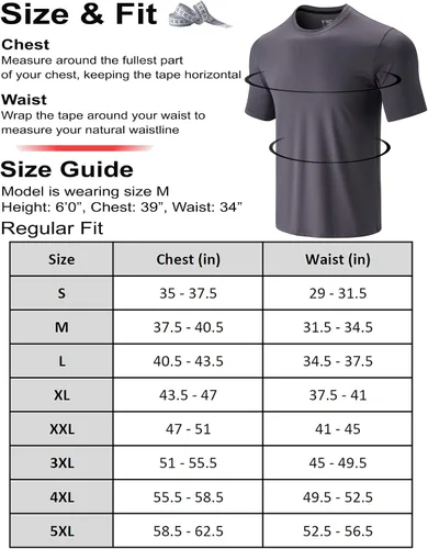 Vista 7 de Paquete de 5 camisetas de manga corta, con cuello redondo y de secado rápido para hombre, camisetas deportivas para correr, entrenar o ir al gimnasio