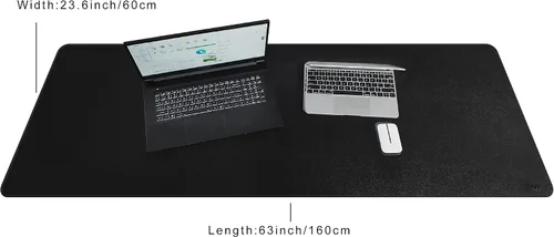 Vista 5 de Vyaaa 63" x 24" PU Leather Desk Mat, Black Large Mouse Pad Extra Large Office Desk Mat, Non-Slip Desk Blotter, Laptop Desk Pad, Waterproof Desk