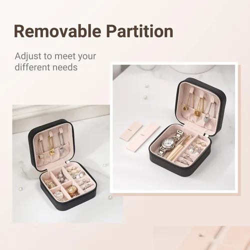 Vista 3 de CASEGRACE 6 piezas, estuche de joyería de viaje, pequeño joyero portátil, organizador de joyas de viaje, estuche de almacenamiento para anillos