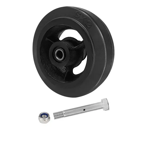 Vista 10 de Ruedas de 4 pulgadas para carrito, ruedas resistentes para ruedas industriales, ruedas de goma en hierro fundido, juego de 4 ruedas para carrito