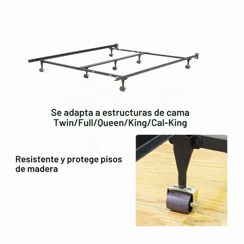 Vista 4 de 4 ruedas de metal para marco de cama (2 bloqueos, 2 sin bloqueo)