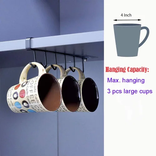 Vista 2 de AliCH - 2 ganchos para tazas debajo del gabinete, soporte adhesivo para tazas de café, sin clavos, para tazas, utensilios de cocina, corbatas