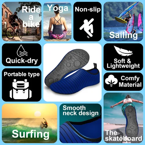 Vista 2 de NUPELL Zapatos de agua descalzos de secado rápido calcetines acuáticos sin cordones para hombre y mujer para playa natación surf yoga