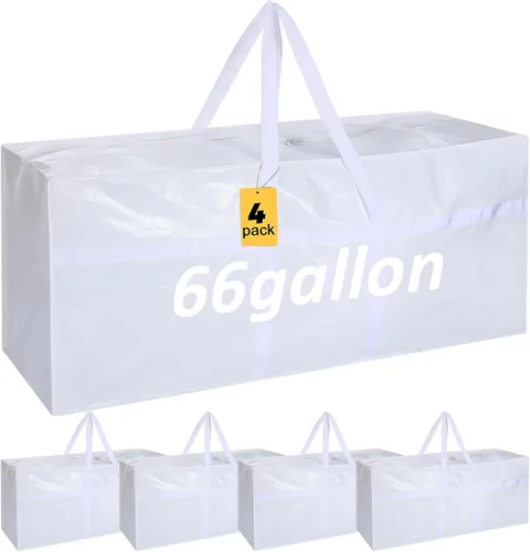 Vista 40 de 4 Piezas Bolsas de Mudanza Grandes con Cremallera y Asas Bolsas de Lona Tipo Duffle Plegables de Almacenamiento Extra Resistentes Extra Grandes