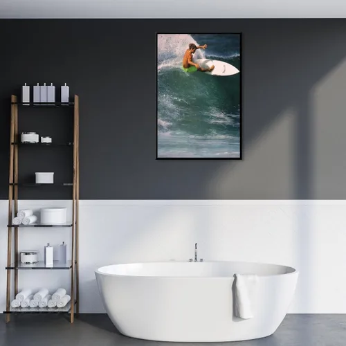 Vista 5 de Póster de surf oceánico azul de los años 90, arte de pared de verano y playa, surfista costero, hombres, deportes extremos de agua, impresiones