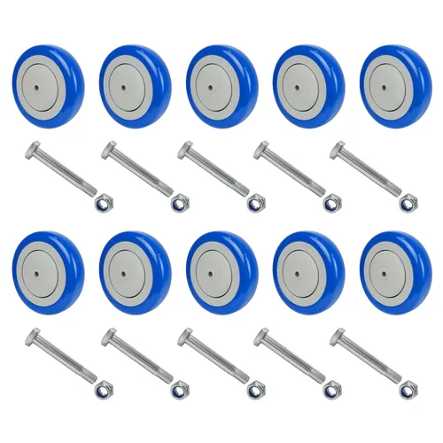 Vista 19 de Kit de Reemplazo de Rueda de Carrito de Compras de 5", Juego de 4 Ruedas Giratorias de Poliuretano, Ruedas con Eje de 3/8" de Diámetro
