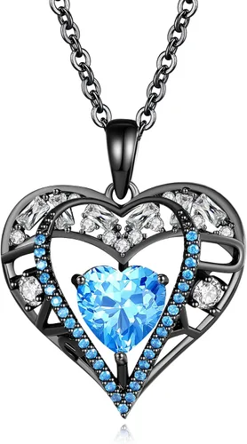Vista 31 de Collar de cristal de 5 corazones, chapado en oro rosa de 18 quilates, colgante con cadena de plata de ley 925 de 18 + 2 pulgadas, joyería de piedra