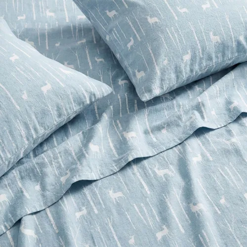 Vista 2 de Eddie Bauer - Sábanas individuales, juego de ropa de cama de franela de algodón, cepillada para mayor suavidad, decoración acogedora para el hogar