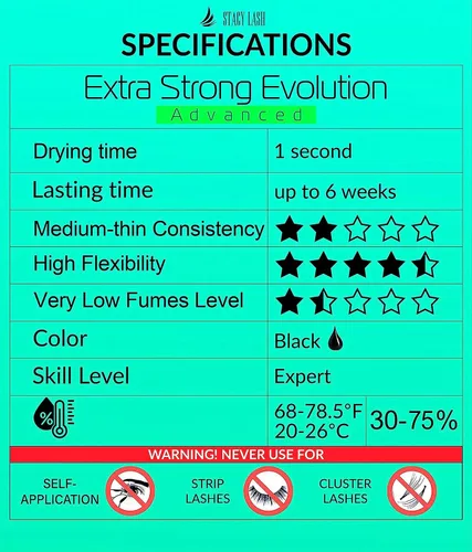 Vista 4 de Pegamento para extensión de pestañas extra fuerte Evolution Advanced de 0.2 fl oz y suero de pestañas Stacy de 0.2 onzas líquidas para crecimiento