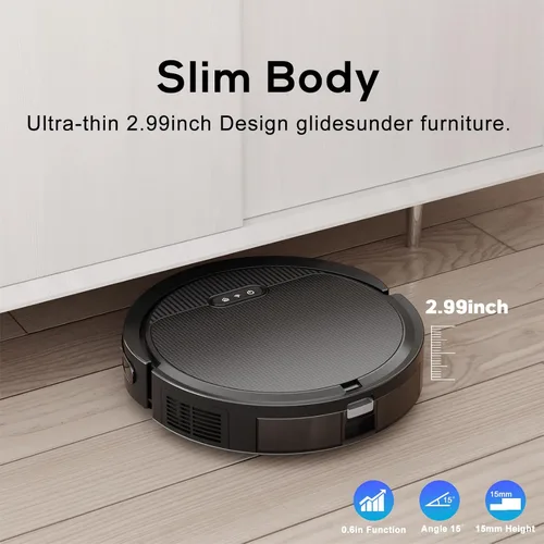 Vista 5 de V3 - Robot aspirador y fregona, autocargable, succión fuerte de 5000 Pa, control WiFi/Alexa/App, aspiradoras robóticas ultra delgadas 3 en 1