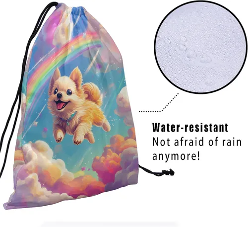 Vista 235 de Bolsa de agarre de gimnasia de piel de animal, bolsa de gimnasia con cordón ajustable, bolsa de cuerda para fauna silvestre, Mariposas Galaxy