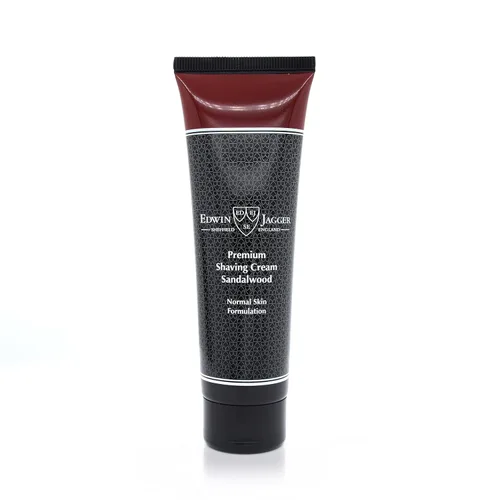 Vista 2 de Edwin Jagger Crema de afeitar 99.9% natural premium, tubo de 2.5 fl oz - sándalo, 2.5 onzas