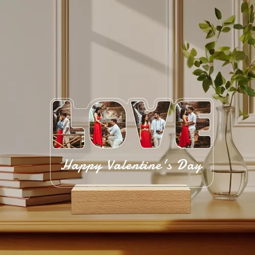 Vista 3 de Regalos de fotos personalizados para novio, novia, mujer, pareja, marcos de fotos personalizados, placa acrílica, luz nocturna para mejor amigo