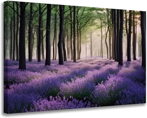 Vista 10 de GLOKAKA Decoración contemporánea para el hogar, arte de pared, paisaje, estampado de animales, ciervos en los bosques coloridos, decoración estética
