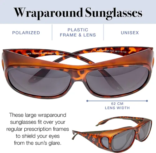 Vista 3 de Gafas de sol para hombres y mujeres, protección UV ajuste sobre envolturas polarizadas