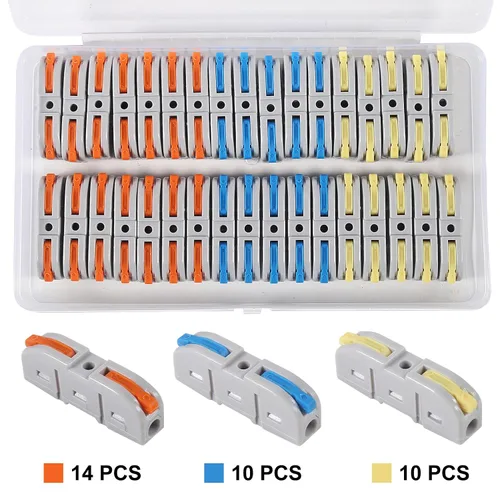 Vista 2 de Kit de conectores de cable de empalme eléctrico de conexión rápida, conectores de cable de palanca, terminales compactos en línea de empalme a tope