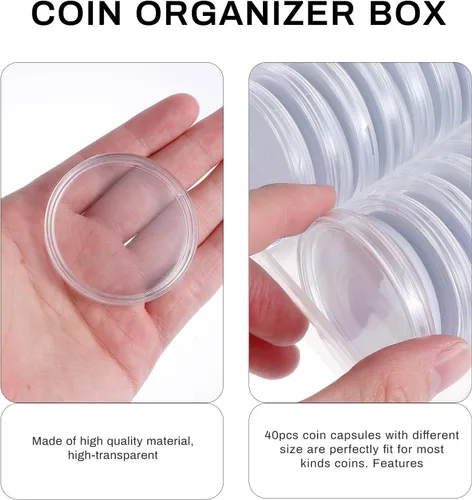Vista 9 de Ciieeo Caja de monedas Mini contenedores de plástico Monedas de plástico Kickstand Estuche de 2.008 in Caja de almacenamiento de monedas Cápsula
