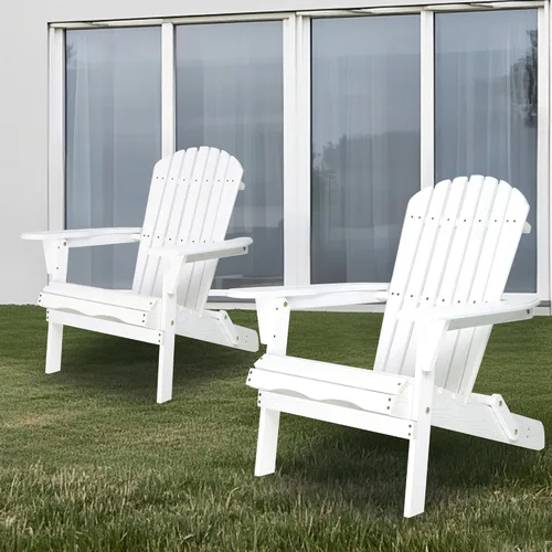 Vista 10 de Juego de 2 sillas Adirondack de madera para exteriores, sillas plegables para jardín, césped, patio, piscina, color gris S4-gris