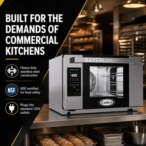Vista 7 de Cadco XAFT-03HS-GD Bakerlux GO Panel - Horno de convección de encimera resistente con controles digitales, acero inoxidable/negro, NSF, 120 V, negro