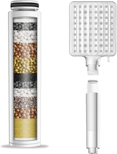 Vista 2 de Filtro de cabezal de ducha para ducha de mano, 1 paquete de filtros de suavizante de agua de repuesto para agua dura - Eliminar cloro y sustancias