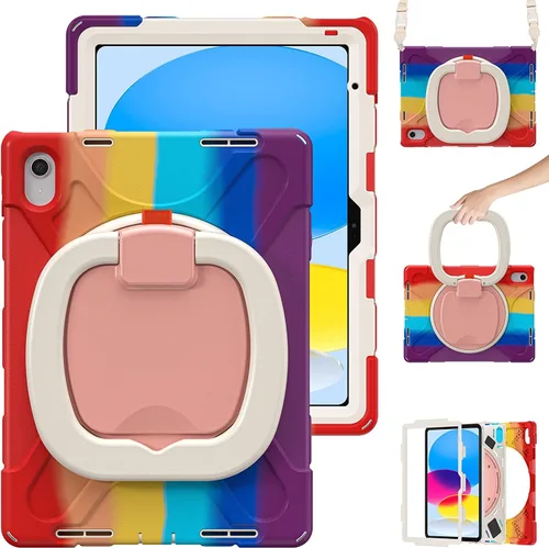 Vista 21 de Funda para iPad Air de 3ª generación – Funda resistente para niños con soporte giratorio, soporte para lápices y correa de transporte para iPad