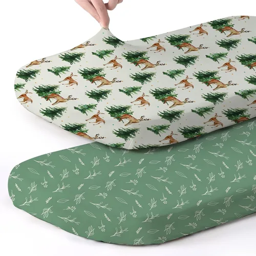 Vista 41 de Pack n Play Sheets BROLEX - Juego de 2 sábanas para cuna, juego de sábanas elásticas y portátiles para cuna, funda de colchón convertible