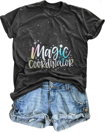 Vista 3 de Magic Coordinator - Camiseta casual de Magic Kingdom, camiseta familiar para vacaciones, castillo, tops gráficos Azul