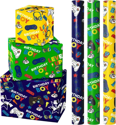 Vista 11 de WRAPAHOLIC Papel de regalo de oso para baby shower, mini rollo, 3 rollos, 17 x 120 pulgadas, diseño de oso de aventura en avión y fiesta para baby